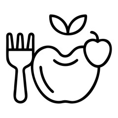 Healthy eating diet plan concept with apple and fork for weight loss and nutrition guidance idea icon isolated on transparent background