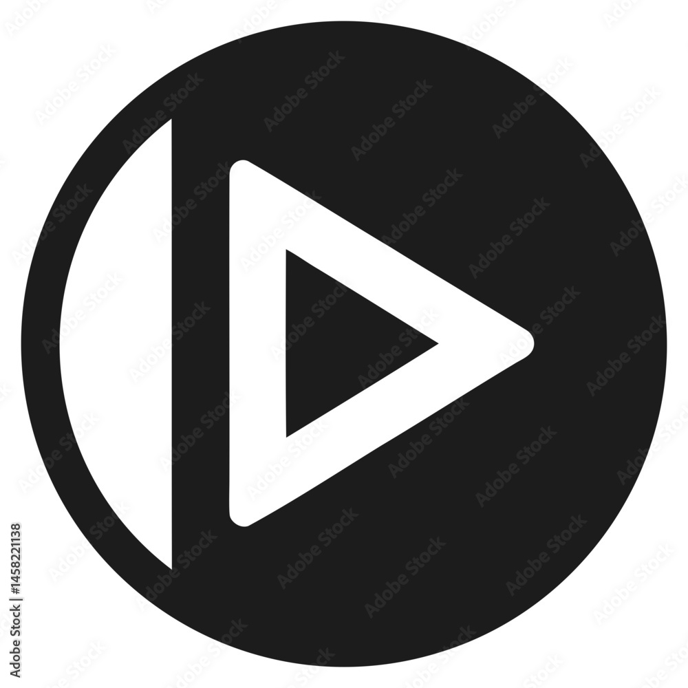 Poster play button icon vector graphic for media player interface and video streaming application design el