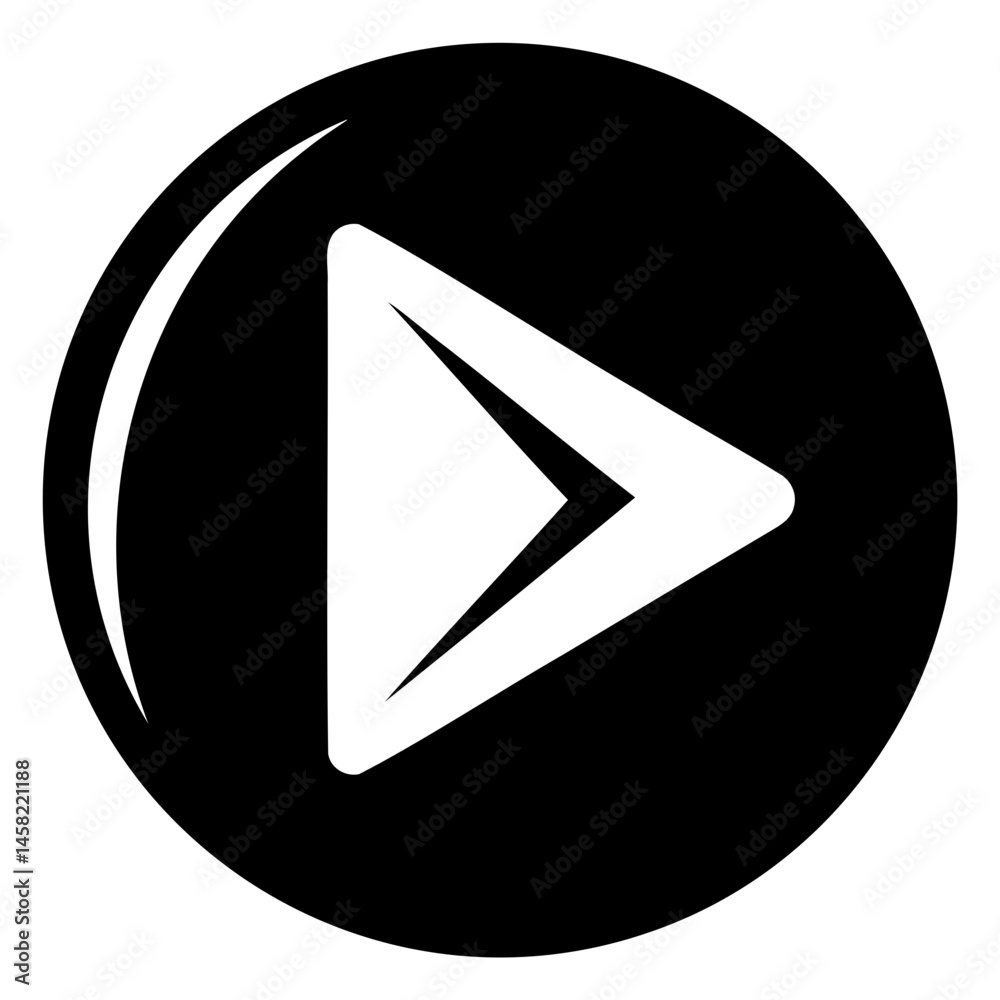 Poster play button icon vector graphic for video player interface design and media player app development u
