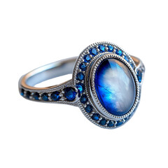 silver ring with blue topaz