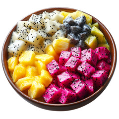 Radiant Exotic Bowl VI Vibrant Fusion of Dragonfruit Isolated on Transparent Background