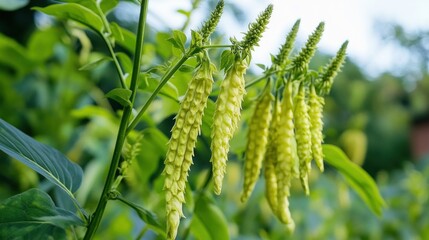 Close-up View of Green Flower Spikes