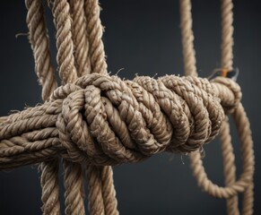 Overstretched rope, frayed fibers near breaking point ,  strain,  string