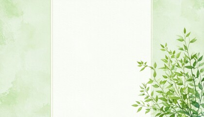 Serene nature scene with delicate green leaves minimalistic design digital art tranquil environment wide viewpoint concept of calmness