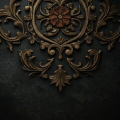 Ornate Gold Filigree: Dark Elegance in Baroque Style