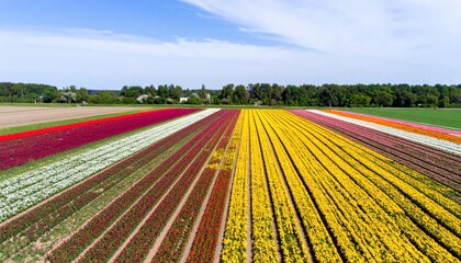 Colorful tulip fields blooming in spring skagit valley aerial photography vibrant landscape scenic view nature's beauty