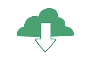 Cloud icon with upload and download arrows, data transfer symbol for storage, sync, backup, or digital access, minimal internet technology design isolated on white background flat vector illustration.