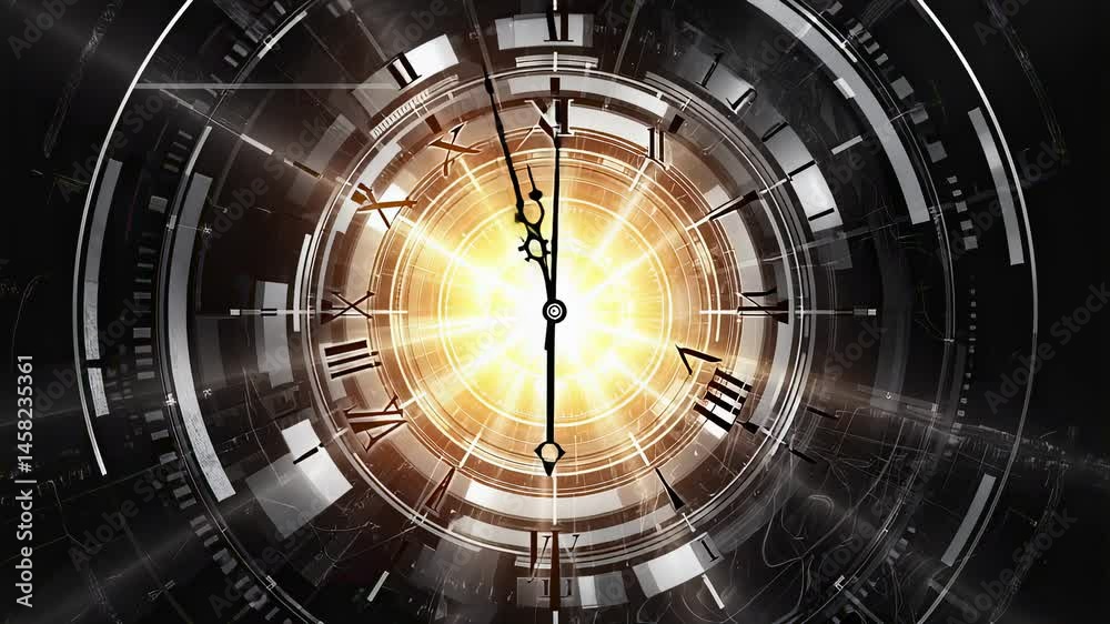 Poster abstract clock with glowing center