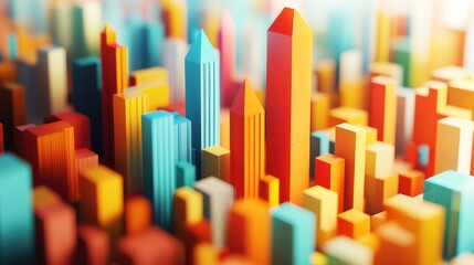 Vibrant Cityscape: A Colorful 3D Architectural Abstract