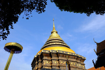 Fototapeta premium Ancient Pagoda at Wat Pratha Lampang Luang Temple.