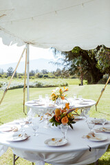 Modern Tropical Tent Wedding Reception