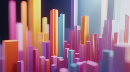 Vibrant Cityscape: A Symphony of Color and Form in Abstract Architecture