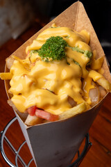 Indulgent Cheesy Loaded Fries topped with Fresh, Flavorful Toppings and Ingredients