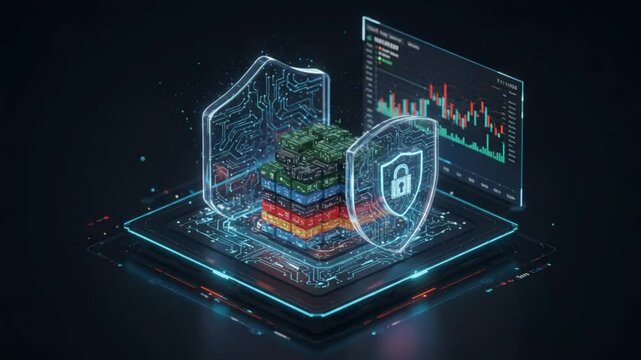 Secure data storage server protection cybersecurity concept