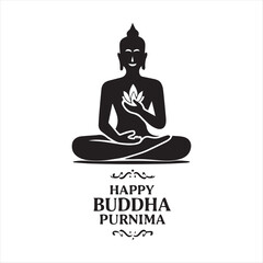 Happy Buddha Purnima Celebration Illustration,Buddha Purnima Festival Vector Art,Elegant Buddha Purnima Design,Buddha Purnima Minimalist Silhouette,Spiritual Buddha Purnima Artwork