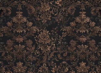 Intricate damask, dark floral vines, seamless pattern, seamless texture, gothic wallpaper