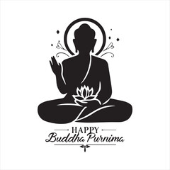 Happy Buddha Purnima Celebration Illustration,Buddha Purnima Festival Vector Art,Elegant Buddha Purnima Design,Buddha Purnima Minimalist Silhouette,Spiritual Buddha Purnima Artwork