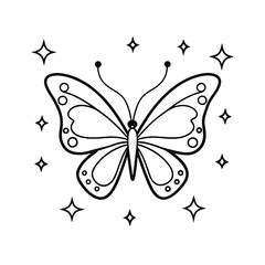 a butterfly surrounded by little twinkling sparkle vector art silhouette