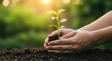 Tender Hands Nurturing a New Life: A Symbol of Growth and Environmental Stewardship