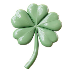Fototapeta premium Png of A glossy, green four-leaf clover shape symbolizing luck and prosperity.