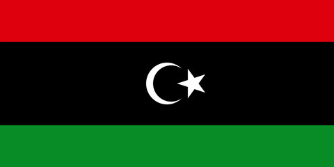 Libyan flag, national banner. Poster