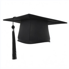 Black academic education graduation cap mortarboard hat isolated on white