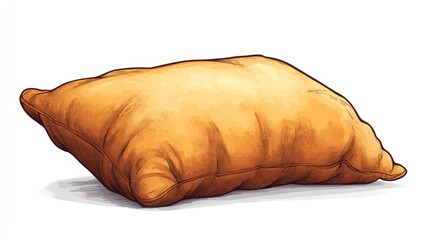 Hand-drawn mustard-colored pillow