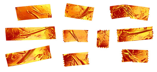 Crumpled Gold Foil Tape Strips Illustration for Abstract Craft and Design Projects