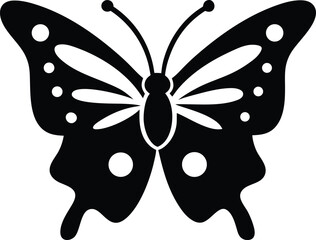 Flying butterflies silhouette black isolated on white background