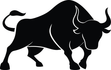 bull silhouette icon. strength and perseverance symbol. vector image of animal