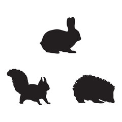 silhouette of rabbit squirrel and hedgehog