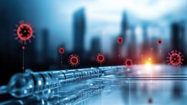 Vaccine administration against covid-19 urban setting digital illustration medical environment close-up perspective health awareness - Powered by Adobe