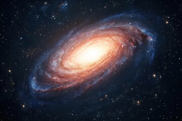 Fototapeta premium Stunning Spiral Galaxy with Bright Core and Starry Background