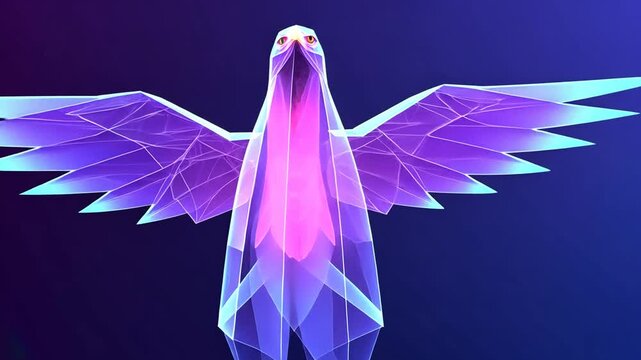 Geometric bird animation with vibrant colors, suitable for modern technology and digital design