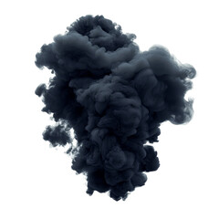Fototapeta premium Black smoke clouds rise dramatically, creating an isolated focal point on a transparent background, black smoke or clouds isolated on transparent background