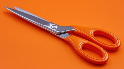 Obraz premium A 4K photo of stylish Orange Scissors with Sharp Blades and Ergonomic Handles.