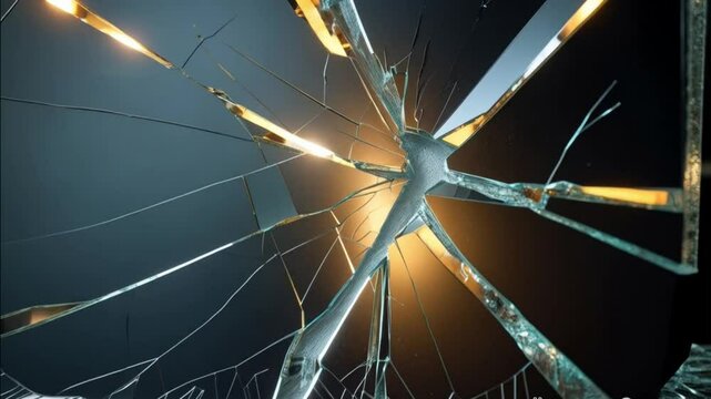 A video of cracked mirror showcases a single, dominant longitudinal crack that  subtle imperfections amplifying the sense of fragility.