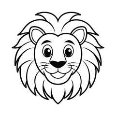 a cartoon lion s face thick smooth mane vector art silhouette