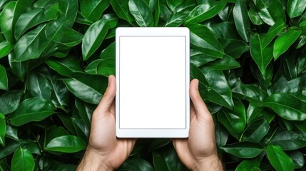 Eco-Friendly Technology: Tablet Amidst Lush Greenery