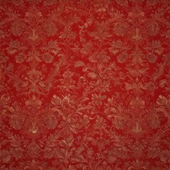 Rich scarlet damask, intricate floral motifs, luxurious feel ,  embossed, scarlet wallpaper,  fabric