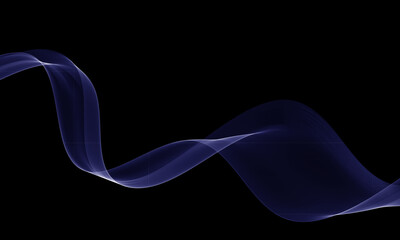 Smooth flowing abstract wave in deep purple tones on a black background. Minimal, stylish vector for elegant modern visuals or tech design.