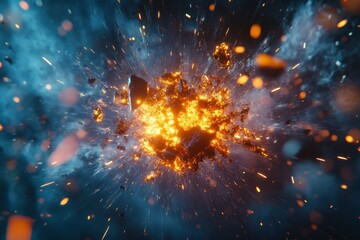 intense power burst with electric explosion, sci-fi background