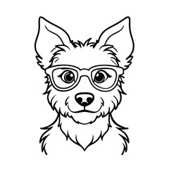 a charming realistic portrait dog wearing vector art silhouette