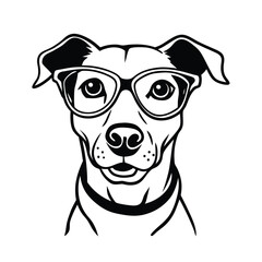 a charming realistic portrait dog wearing vector art silhouette