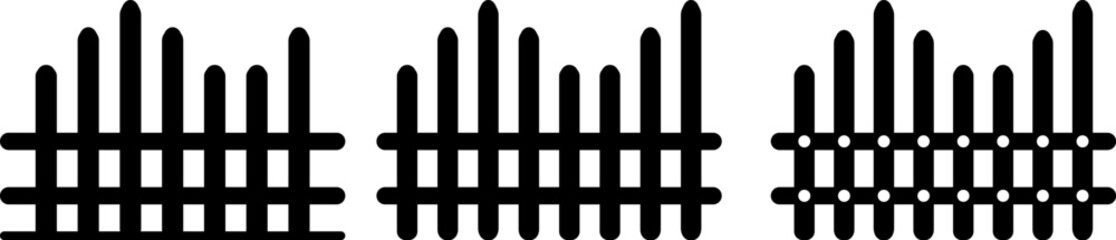 fence security protect icon.  crowd control barricades. Parking Barrier Security. Residence Gate. Wood fencing

