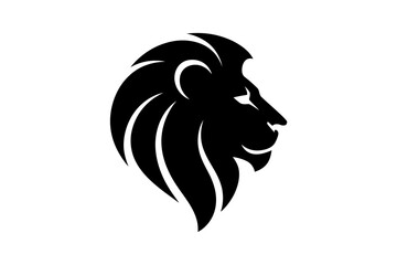Lion head profile black and white vector graphic