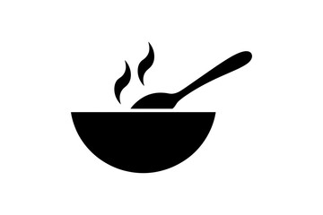 Bowl of hot soup with spoon food vector graphic