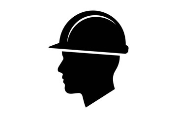 Construction worker safety helmet head silhouette