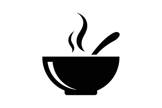 Bowl of hot soup with spoon vector illustration