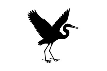 Silhouette of a heron bird with wings outstretched